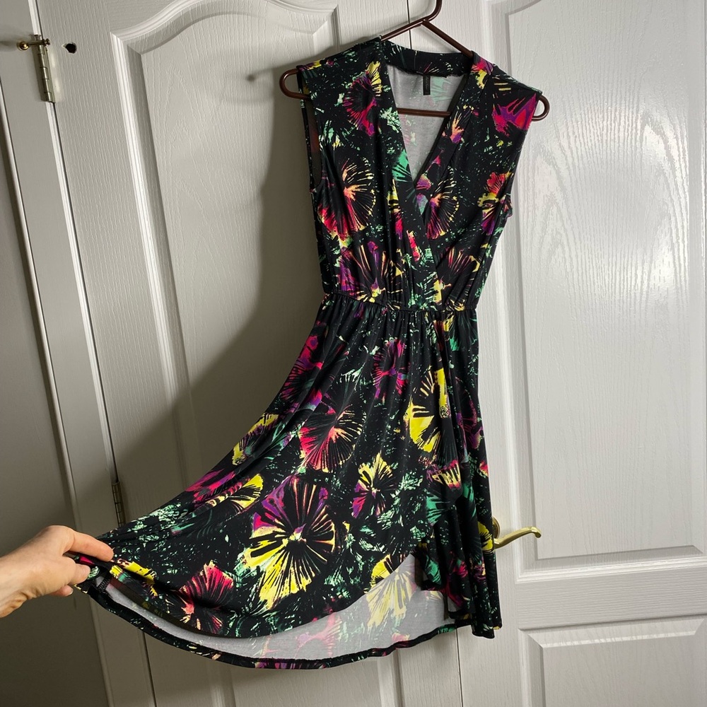 BCBG multicolored faux wrap dress